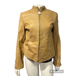 Pamela McCoy tan leather jacket XS NWOT